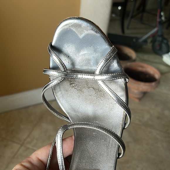 PRADA Silver Stiletto Sandals Size 37 italian Made in Italy - Picture 9 of 10